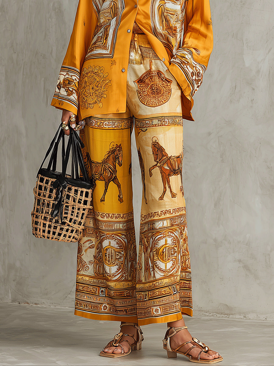 Olivia Two-piece set with a baroque print and wide-leg pants