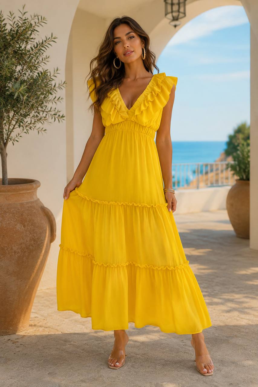 Amelia Ruffle Maxi Dress
