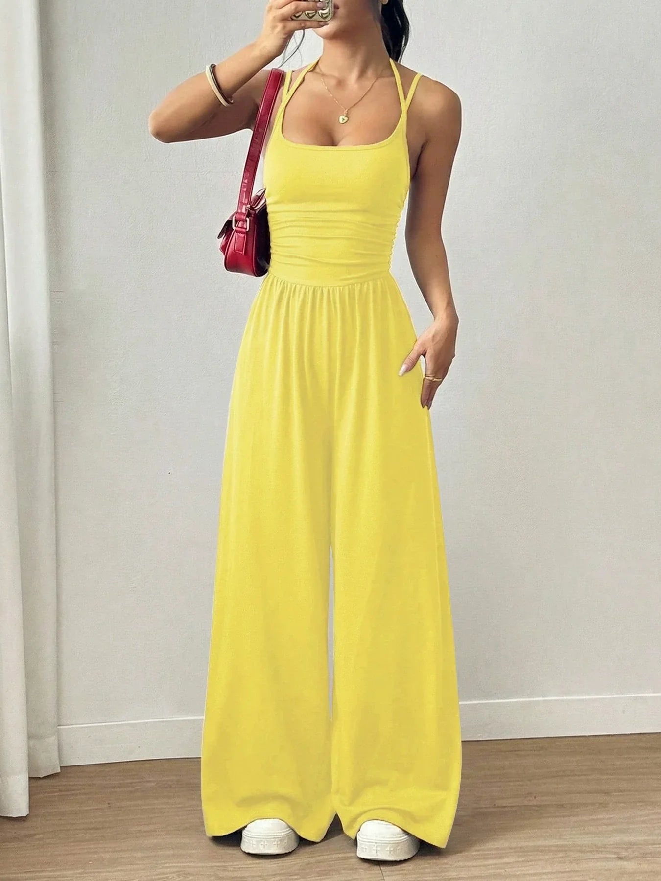 Women's Summer Jumpsuit – Thin Straps, Fitted Waist