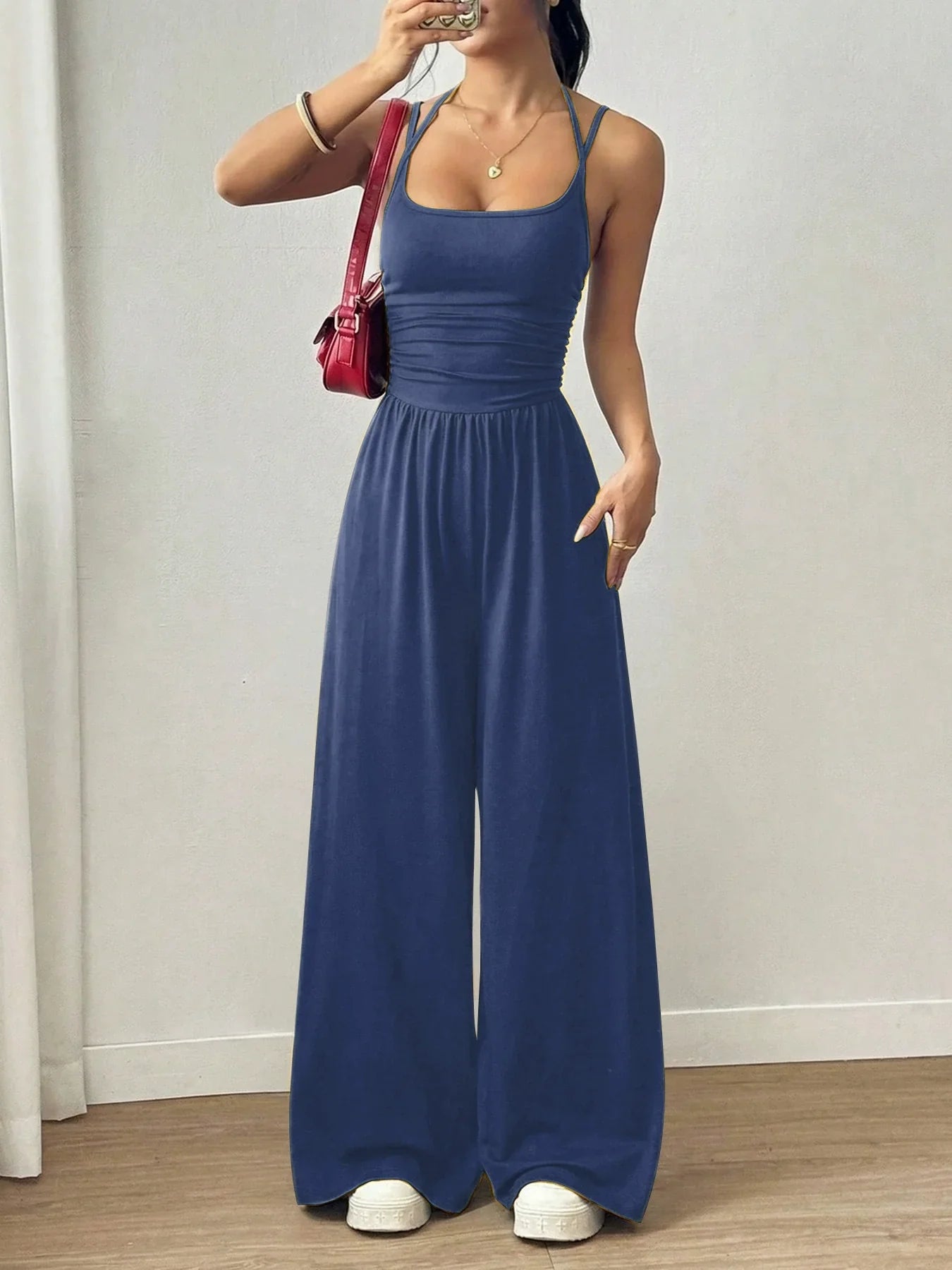 Women's Summer Jumpsuit – Thin Straps, Fitted Waist