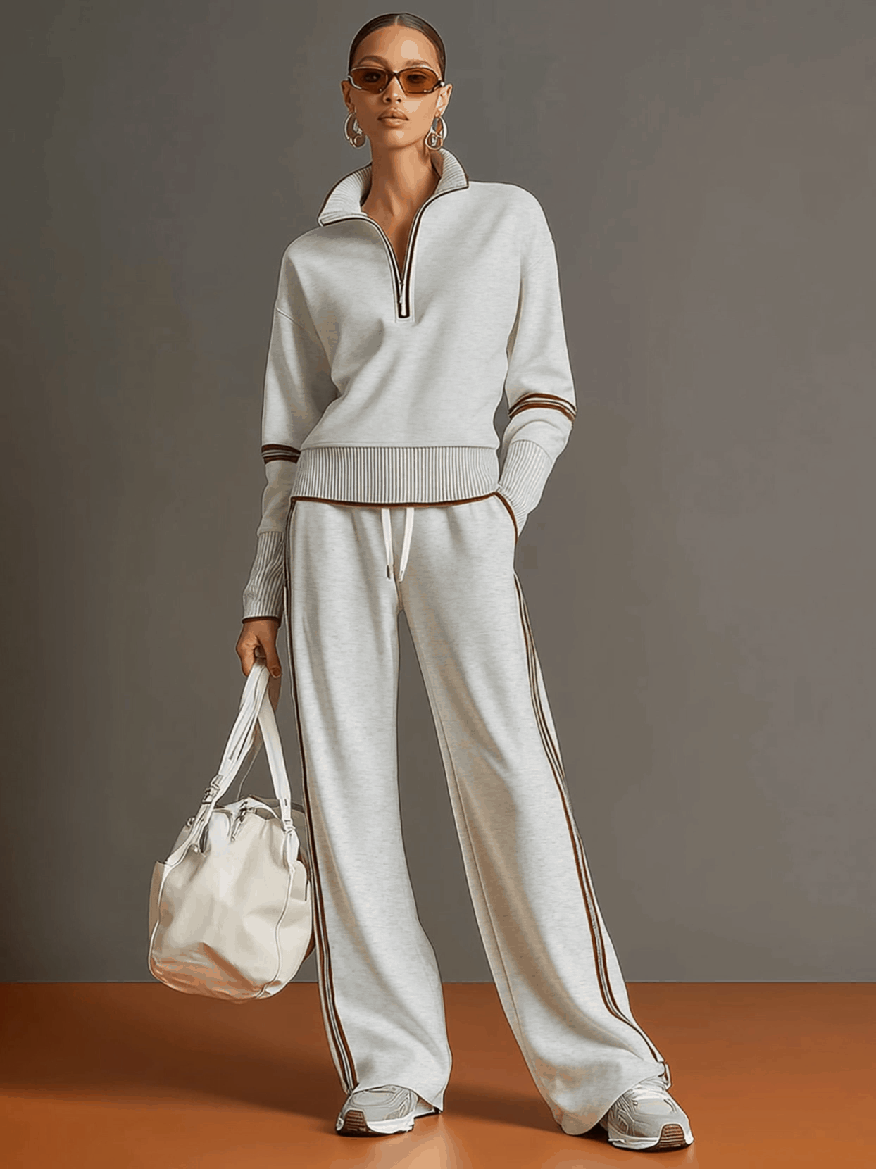 Priscilla - Stylish Sports Set with Half-Zip Sweatshirt
