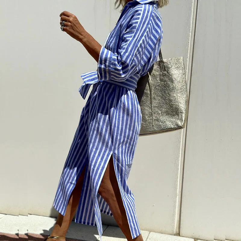 Vivian | Striped Shirt Dress