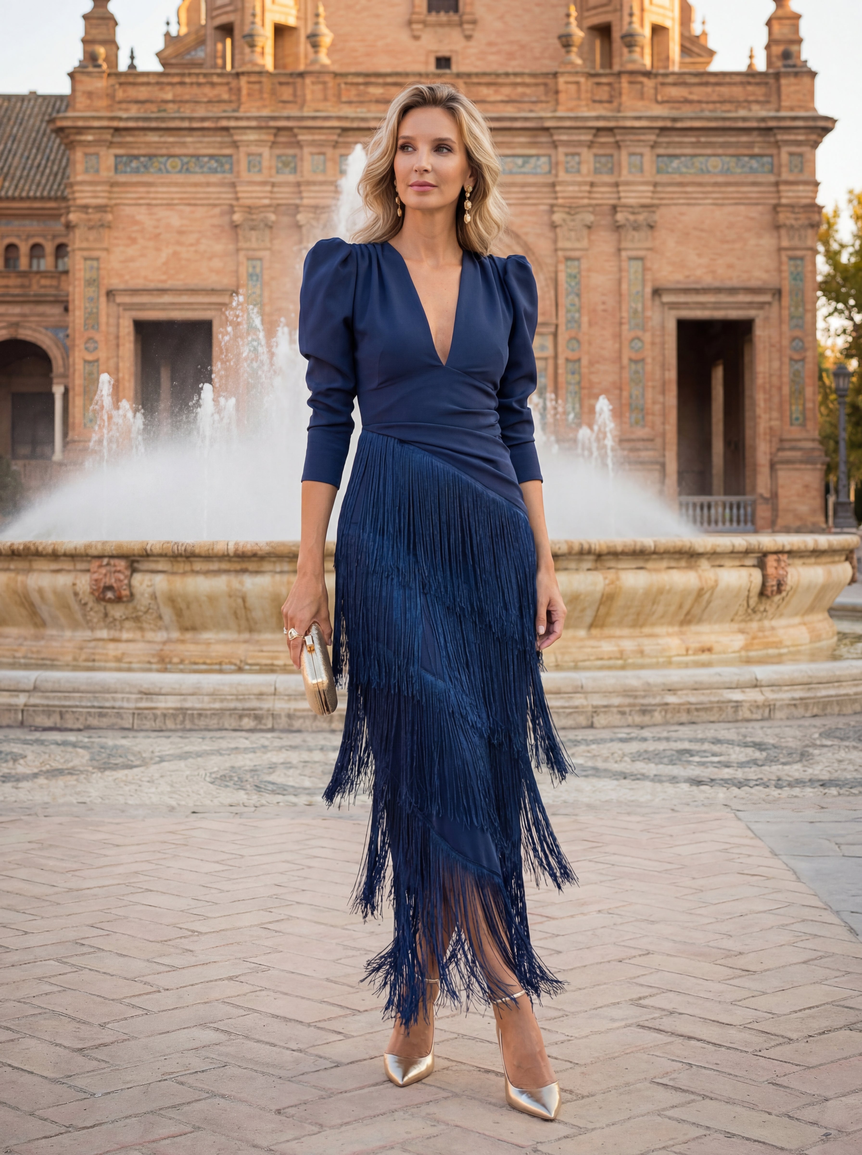 Salvia Fringed Dress