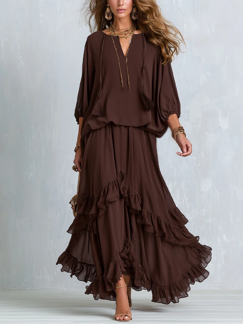 Elena™ Boho Ruffle Two-Piece Set