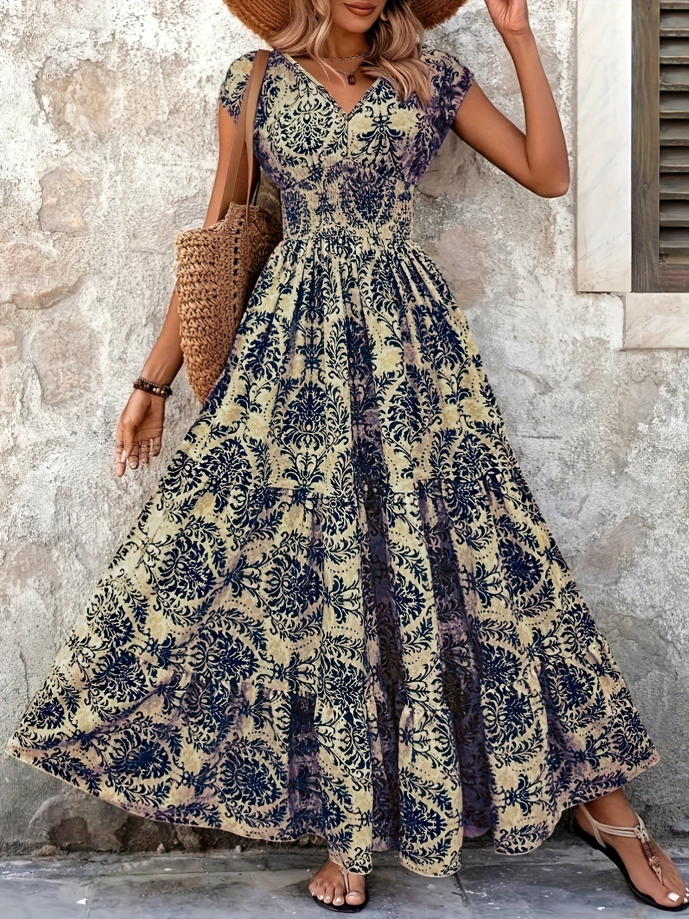 Arianna – Boho V-Neck Maxi Dress