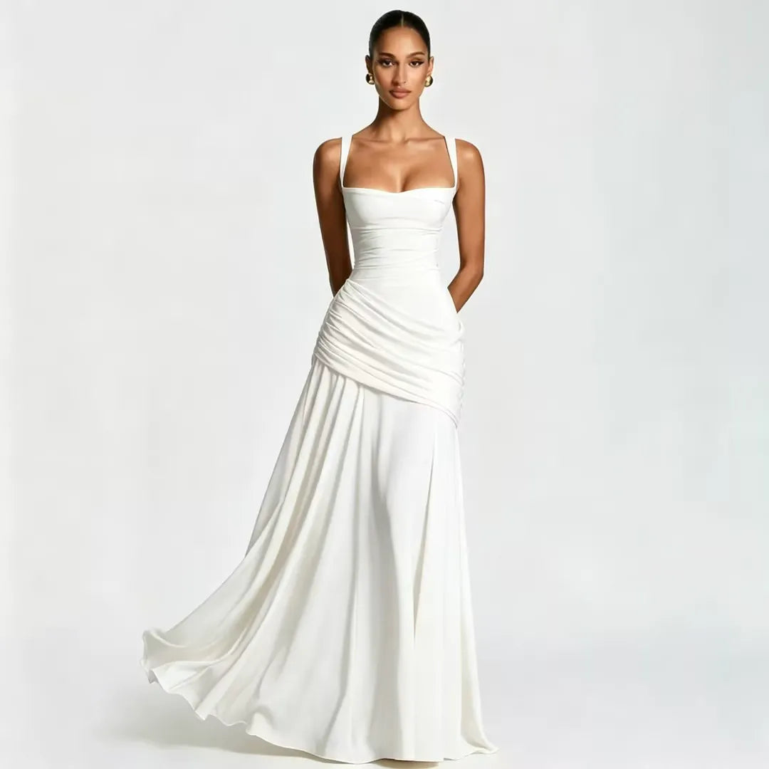 ENIE | Maxi dress with a gathered, square neckline