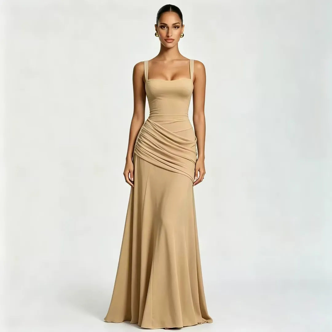 ENIE | Maxi dress with a gathered, square neckline