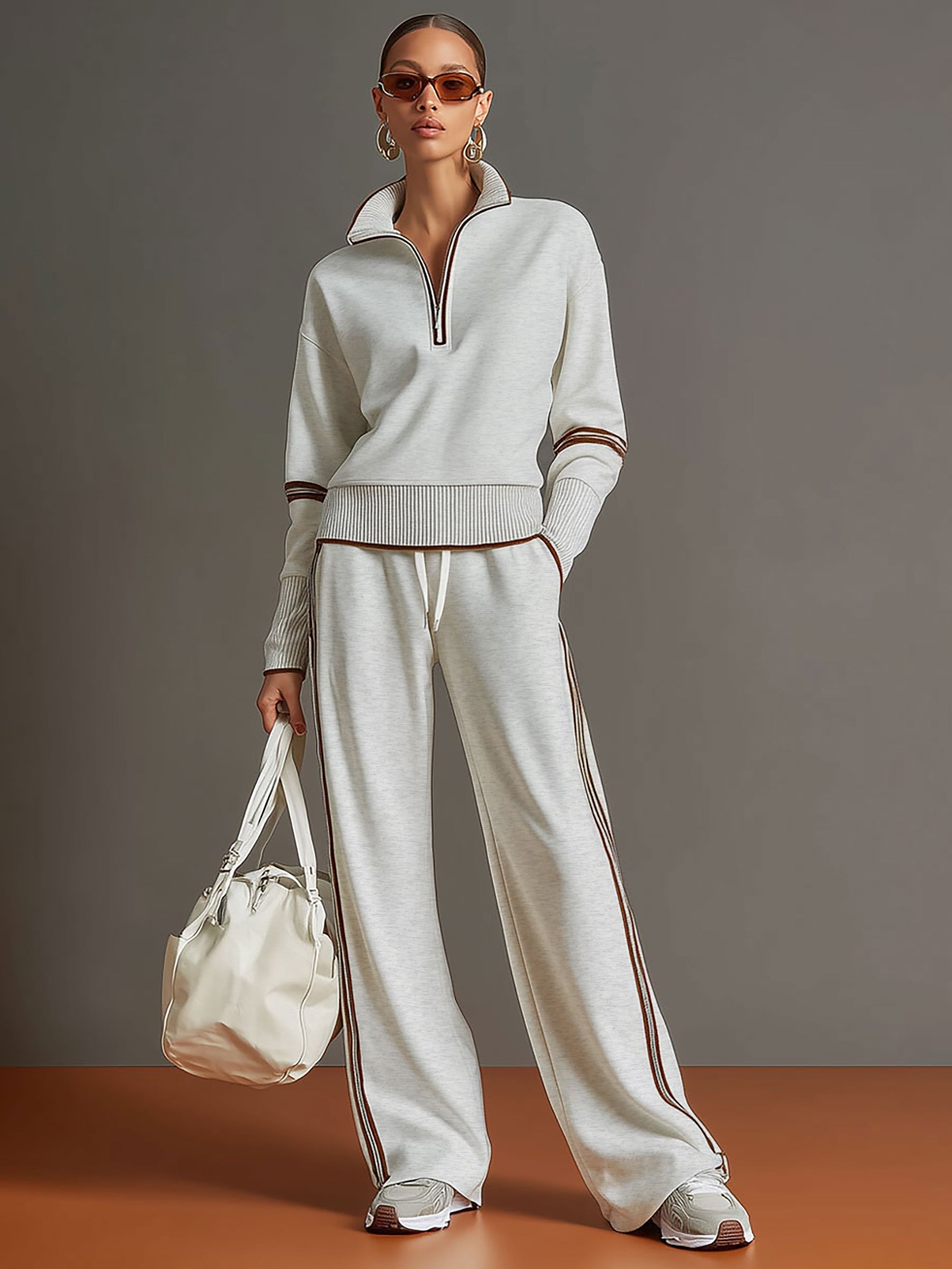 Priscilla - Stylish Sports Set with Half-Zip Sweatshirt