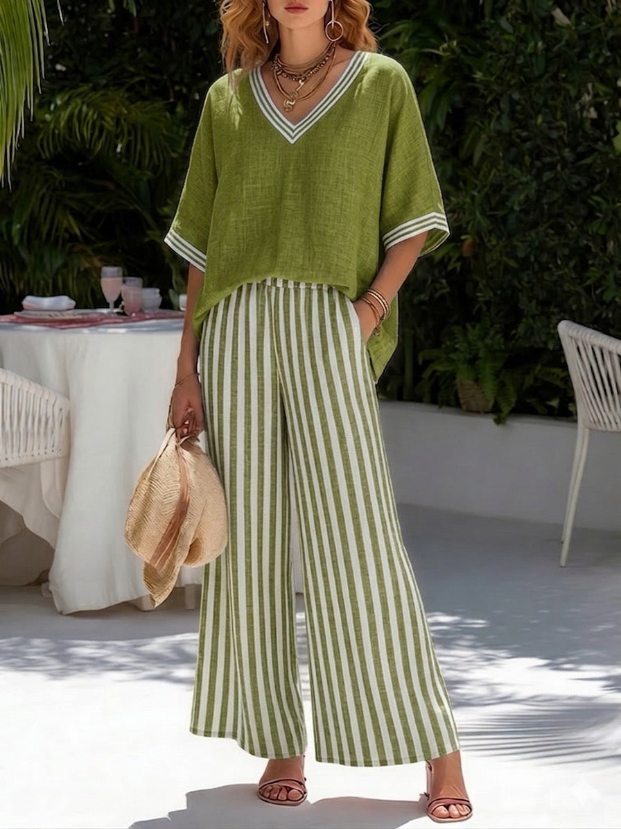 Elvara™ | Luxury Striped Linen Set