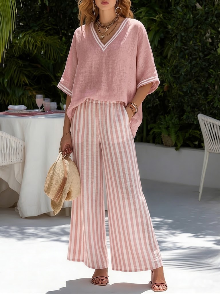 Elvara™ | Luxury Striped Linen Set