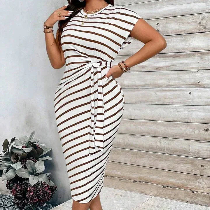 Women's Knot Bodycon Dress – Leopard print, tummy-flattering knot
