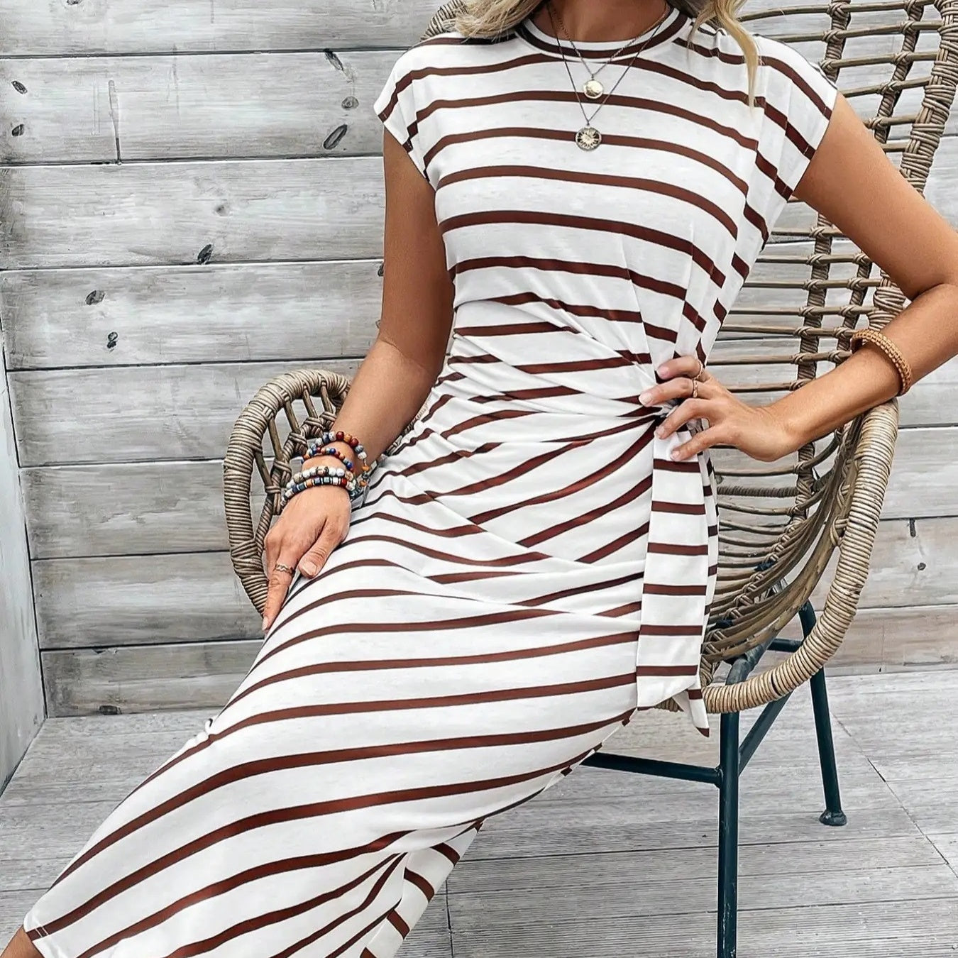 Women's Knot Bodycon Dress – Leopard print, tummy-flattering knot