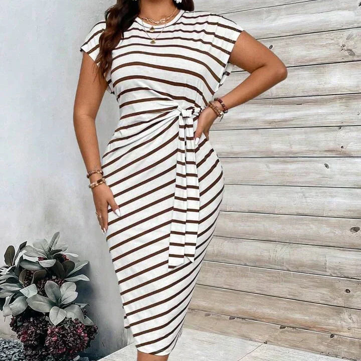 Women's Knot Bodycon Dress – Leopard print, tummy-flattering knot