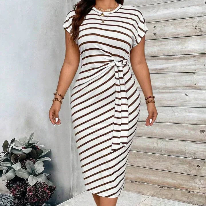 Women's Knot Bodycon Dress – Leopard print, tummy-flattering knot