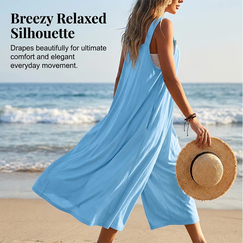 Sleeveless Wide-Leg Relaxed Summer Overall Dress