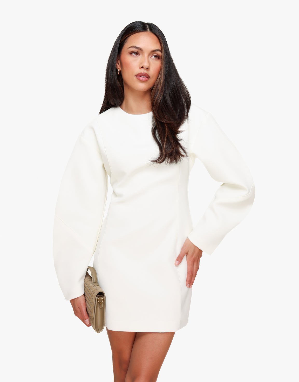 Regular Balloon-Sleeve Long-Sleeve Dress